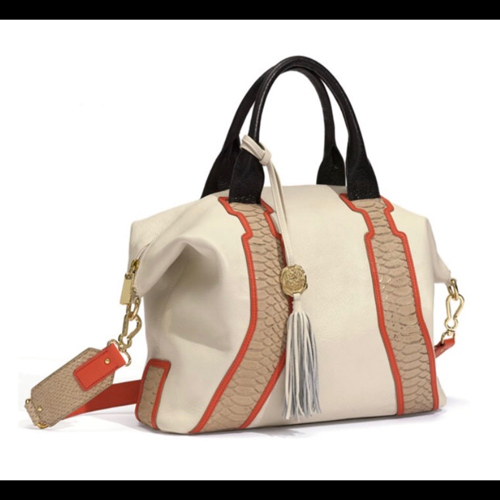 Vince Camuto color block exotic satchel